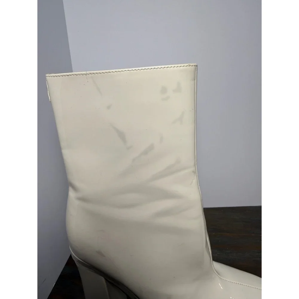 GUESS Byra Ivory Platform Ankle Boots Chunky Heel‎ Y2K Bridal 8